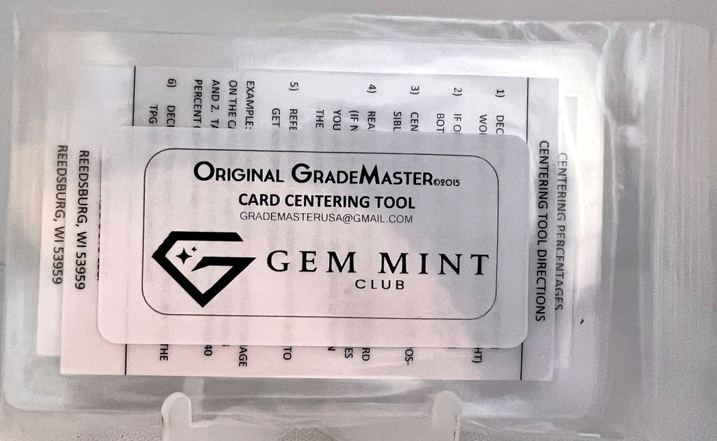 Gem Mint 10 Trading Card Grading Kit - Has A Card Grading Centering Tool, 3 Microfiber Cloths/Card Cleaning Kit, High Grade Magnifying Loupe, 